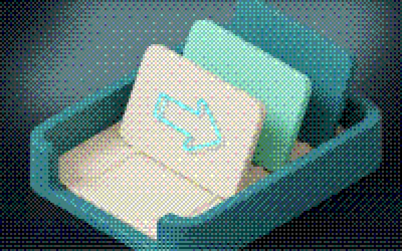 An isometric letter tray with one envelope standing proud, a reply arrow drawn on its face